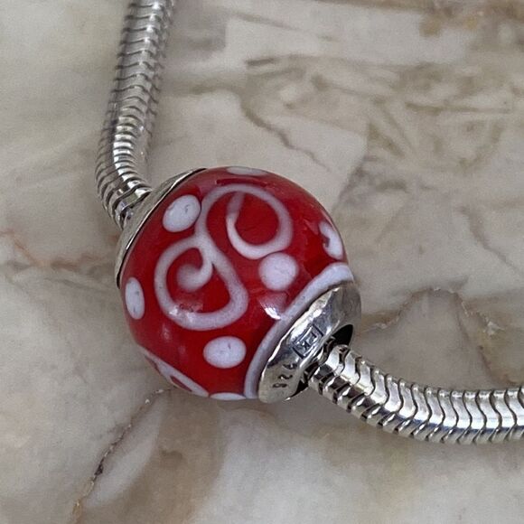 925 Sterling Silver Murano Glass Charm Bead - Picture 1 of 5
